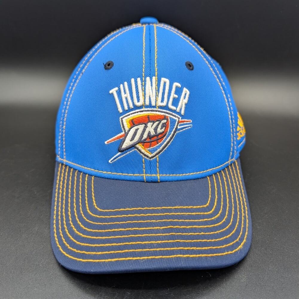 Oklahoma Thunder Hat Cap Mens Adidas Fitmax Fitted Extra Large Blue Yellow NBA